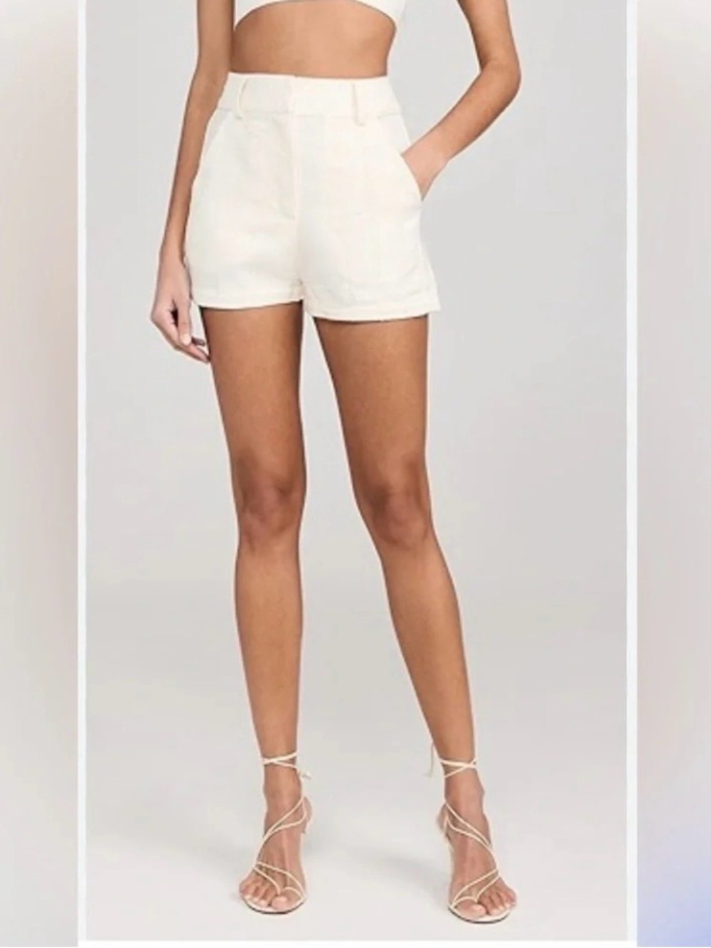Theory‎ Kasim NB Computer White Textured Cotton High Rise Shorts Size 10